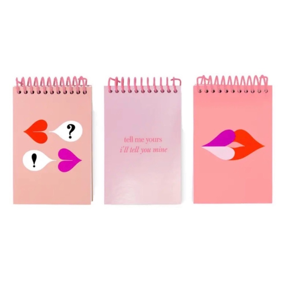 NWT Kate Spade Heart Lips Spiral Notepad Set of 3
